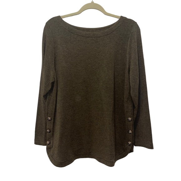 J. Jill Side Button Olive Green Sweater Sz. LP - Picture 3 of 8